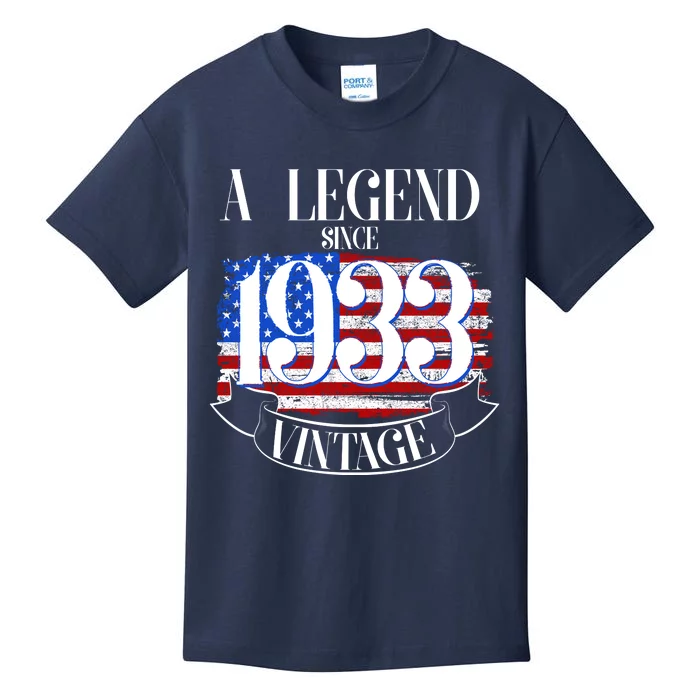 Vintage USA Flag A Legend Since 1933 90th Birthday Kids T-Shirt