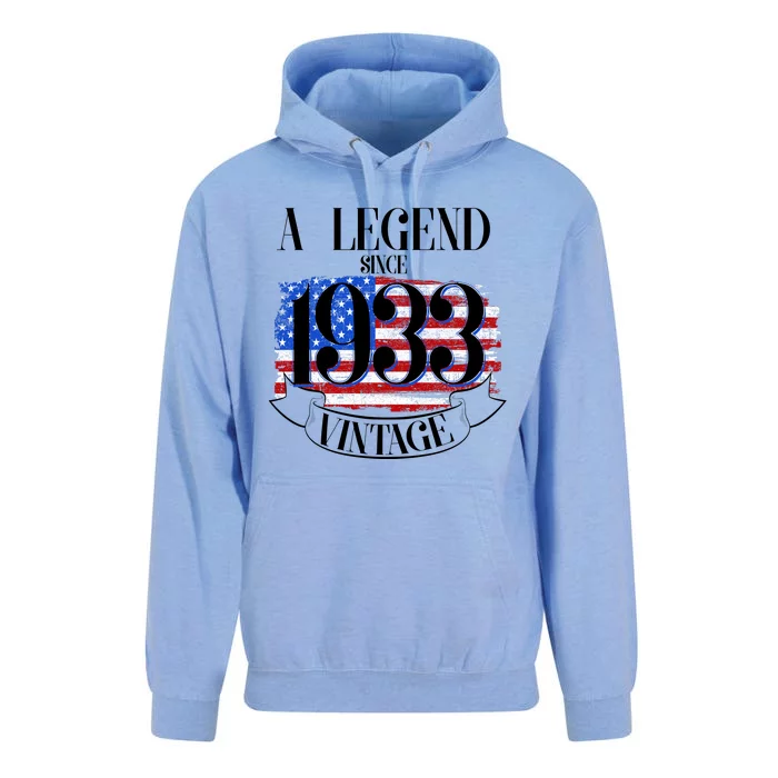 Vintage USA Flag A Legend Since 1933 90th Birthday Unisex Surf Hoodie