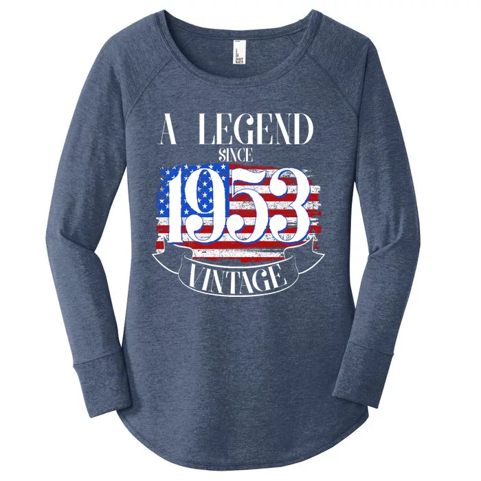 Vintage USA Flag A Legend Since 1953 70th Birthday Women's Perfect Tri Tunic Long Sleeve Shirt