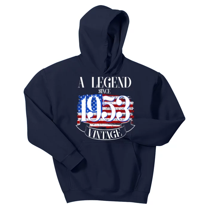 Vintage USA Flag A Legend Since 1953 70th Birthday Kids Hoodie