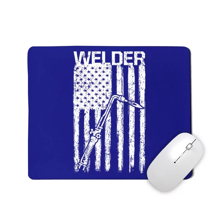 Vintage Usa Flag Patriotic Welder Torch Welding Great Gift Mousepad