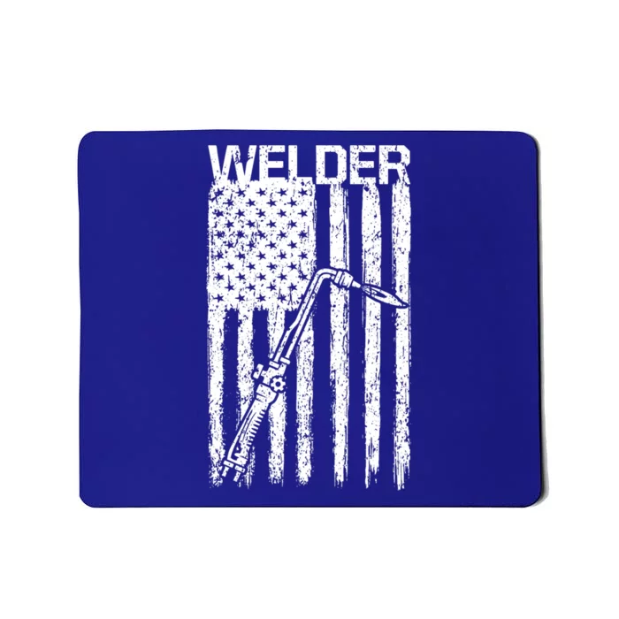 Vintage Usa Flag Patriotic Welder Torch Welding Great Gift Mousepad