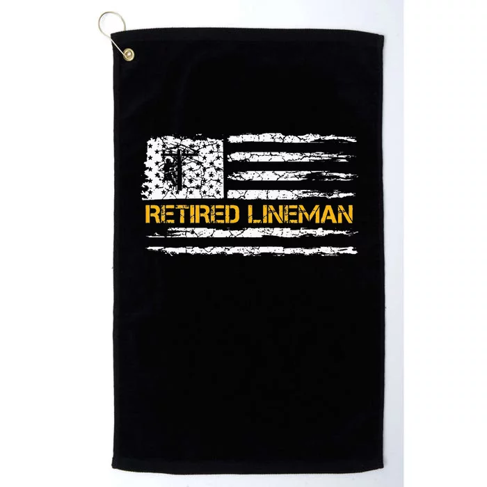 Vintage USA Flag Retired Electric Cable Lineman Retirement Platinum Collection Golf Towel