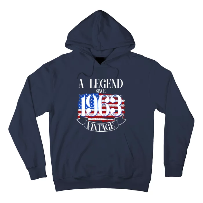 Vintage USA Flag A Legend Since 1963 60th Birthday Hoodie