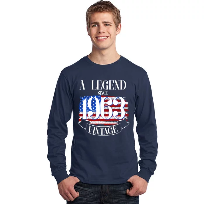 Vintage USA Flag A Legend Since 1963 60th Birthday Tall Long Sleeve T-Shirt