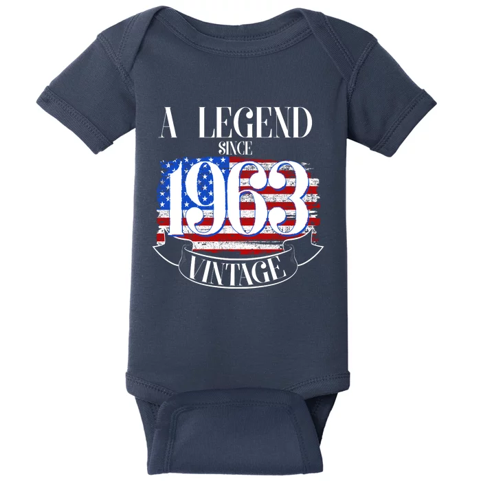 Vintage USA Flag A Legend Since 1963 60th Birthday Baby Bodysuit