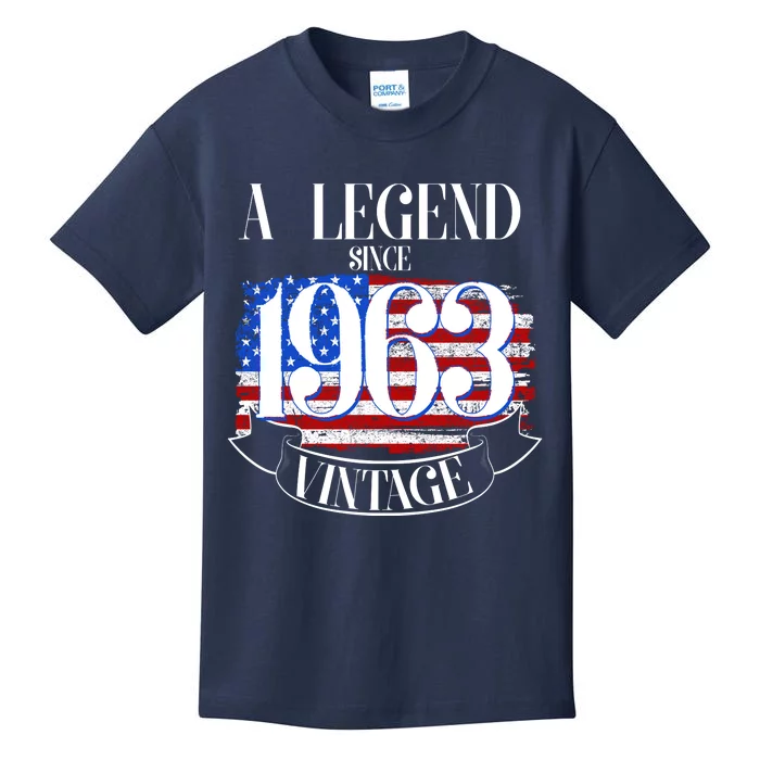 Vintage USA Flag A Legend Since 1963 60th Birthday Kids T-Shirt