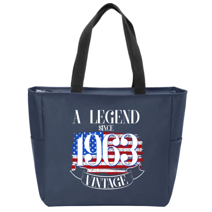 Vintage USA Flag A Legend Since 1963 60th Birthday Zip Tote Bag