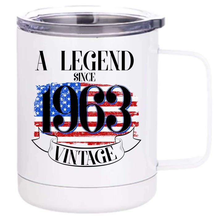 Vintage USA Flag A Legend Since 1963 60th Birthday Front & Back 12oz Stainless Steel Tumbler Cup