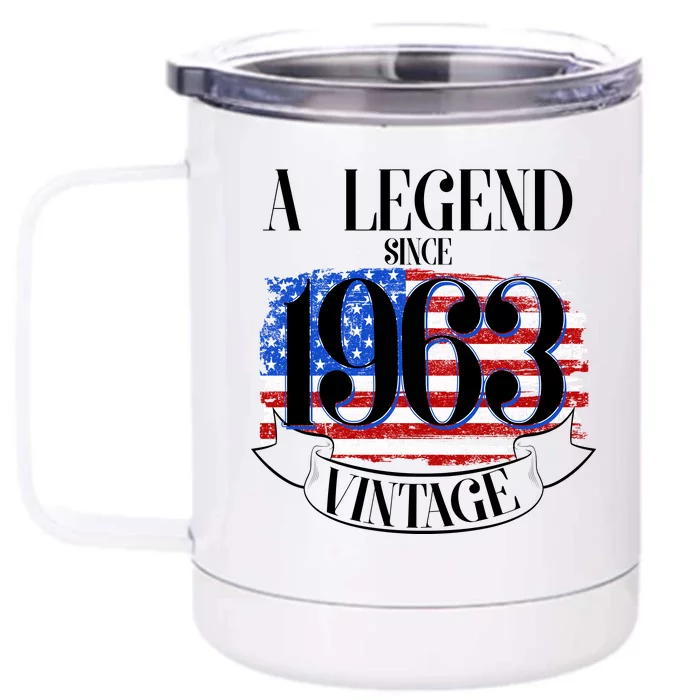 Vintage USA Flag A Legend Since 1963 60th Birthday Front & Back 12oz Stainless Steel Tumbler Cup