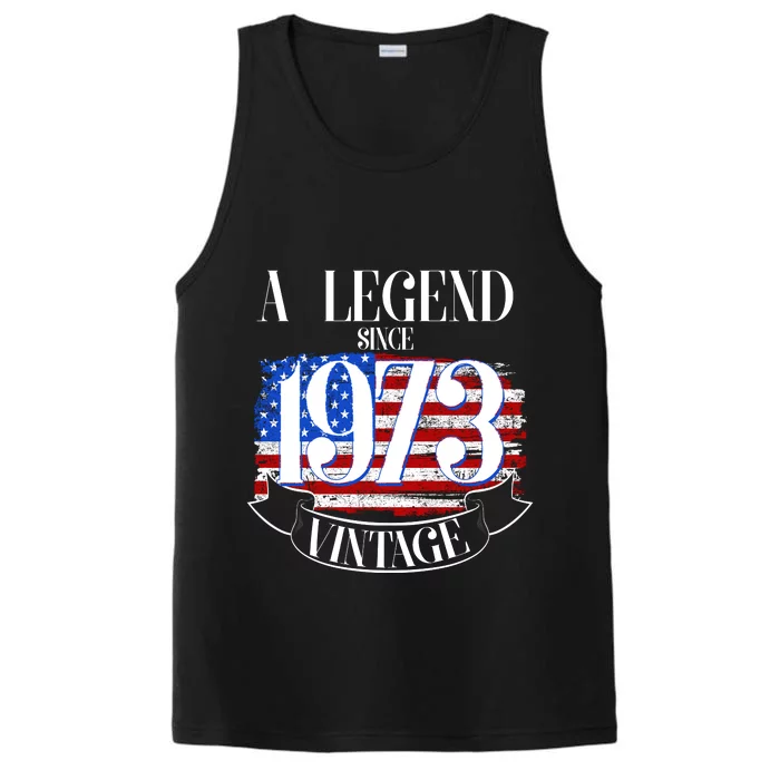 Vintage USA Flag A Legend Since 1973 50th Birthday Performance Tank