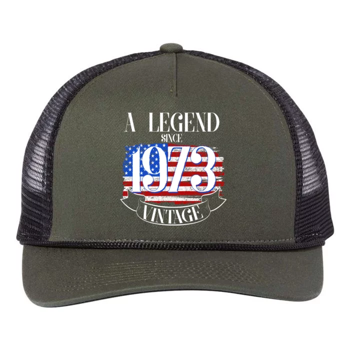 Vintage USA Flag A Legend Since 1973 50th Birthday Retro Rope Trucker Hat Cap