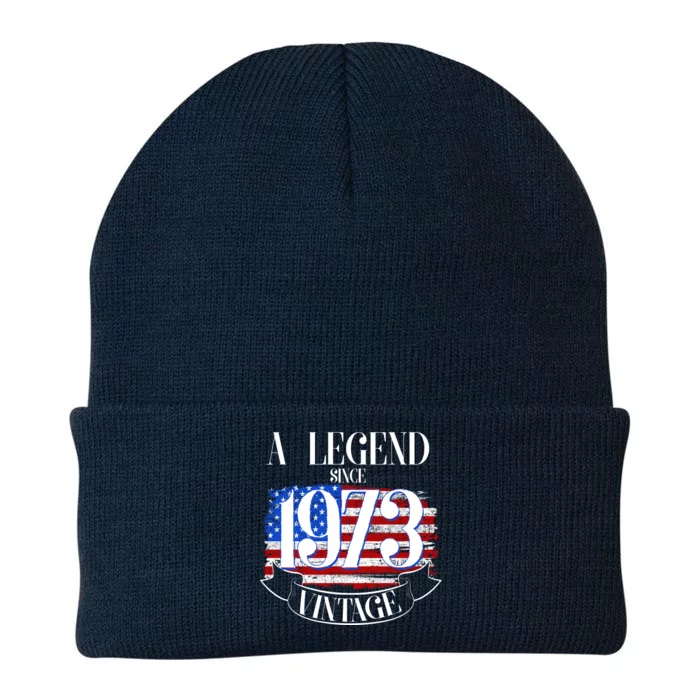 Vintage USA Flag A Legend Since 1973 50th Birthday Knit Cap Winter Beanie