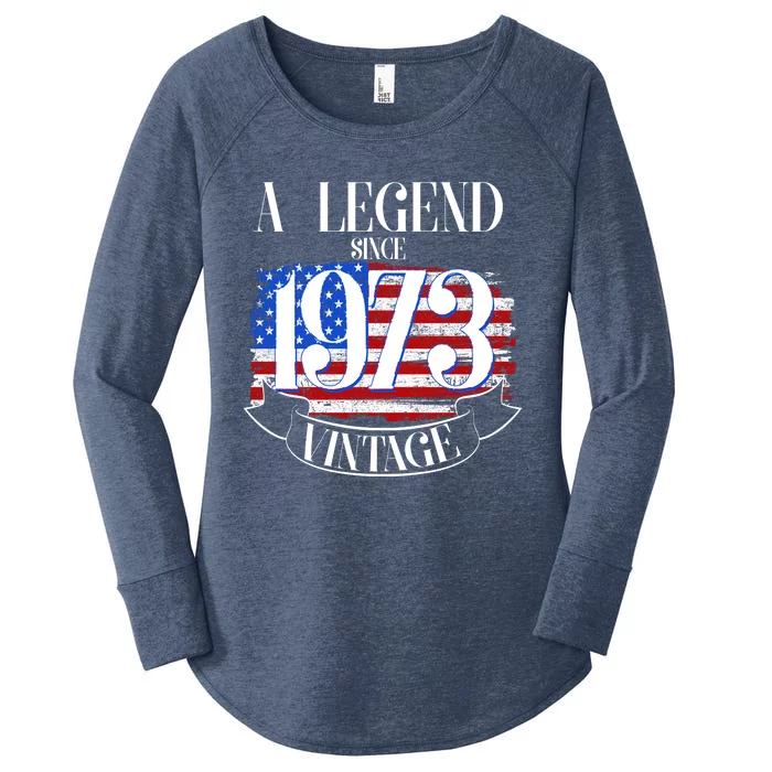 Vintage USA Flag A Legend Since 1973 50th Birthday Women's Perfect Tri Tunic Long Sleeve Shirt