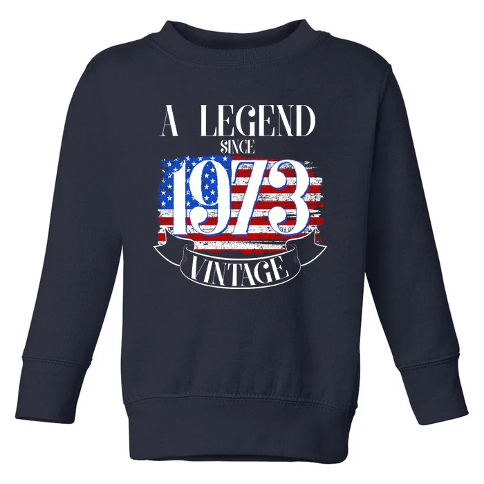 Vintage USA Flag A Legend Since 1973 50th Birthday Toddler Sweatshirt