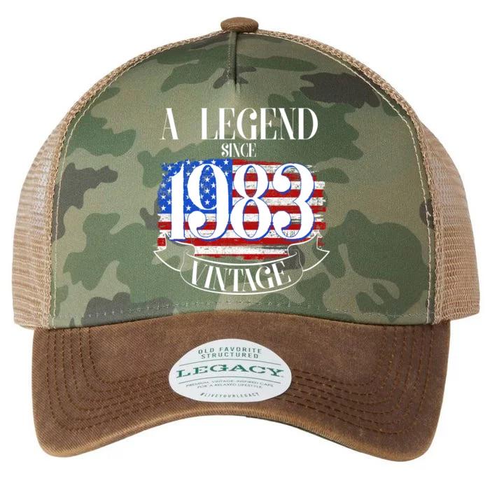 Vintage USA Flag A Legend Since 1983 40th Birthday Legacy Tie Dye Trucker Hat