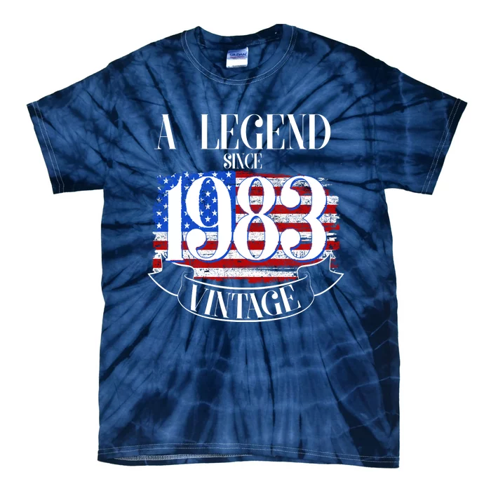 Vintage USA Flag A Legend Since 1983 40th Birthday Tie-Dye T-Shirt