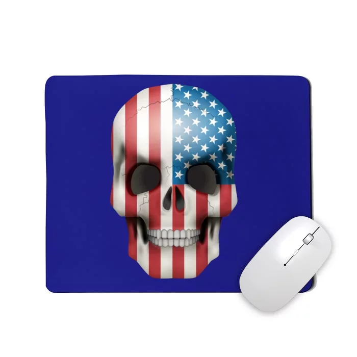 Vintage Usa Flag Skull 4th July Red White Blue Stars Stripes Gift Mousepad