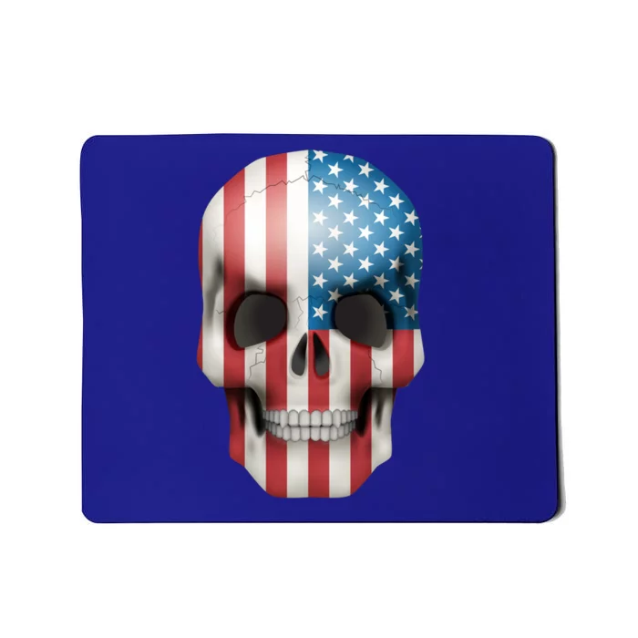 Vintage Usa Flag Skull 4th July Red White Blue Stars Stripes Gift Mousepad