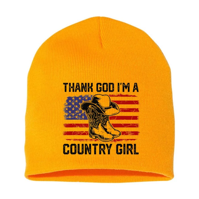 Vintage Usa Flag Thank God IM A Country Western Short Acrylic Beanie