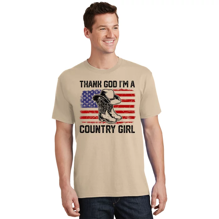 Vintage Usa Flag Thank God IM A Country Western T-Shirt