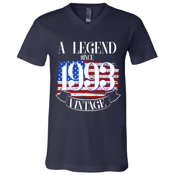 Vintage USA Flag A Legend Since 1993 30th Birthday V-Neck T-Shirt