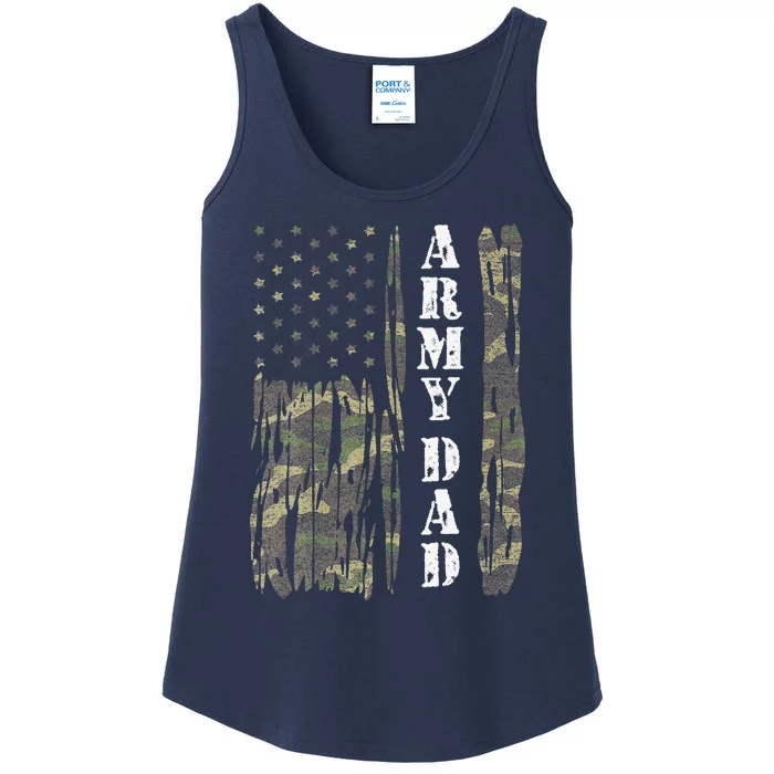 Vintage US Flag Army Dad Veteran Father Fathers Day Gift Ladies Essential Tank