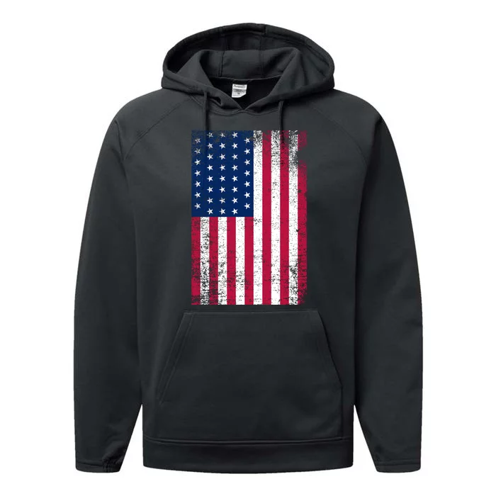 Vintage Usa Flag Performance Fleece Hoodie