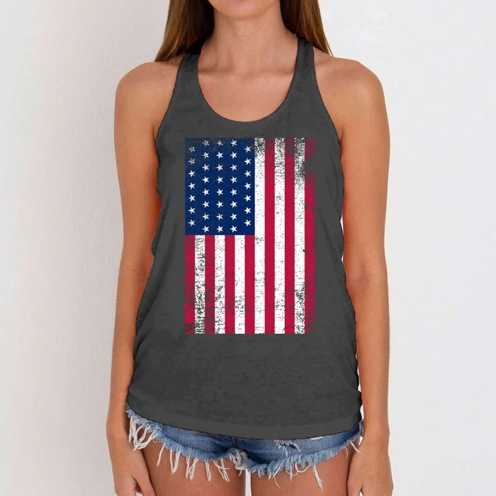 Vintage Usa Flag Women's Knotted Racerback Tank