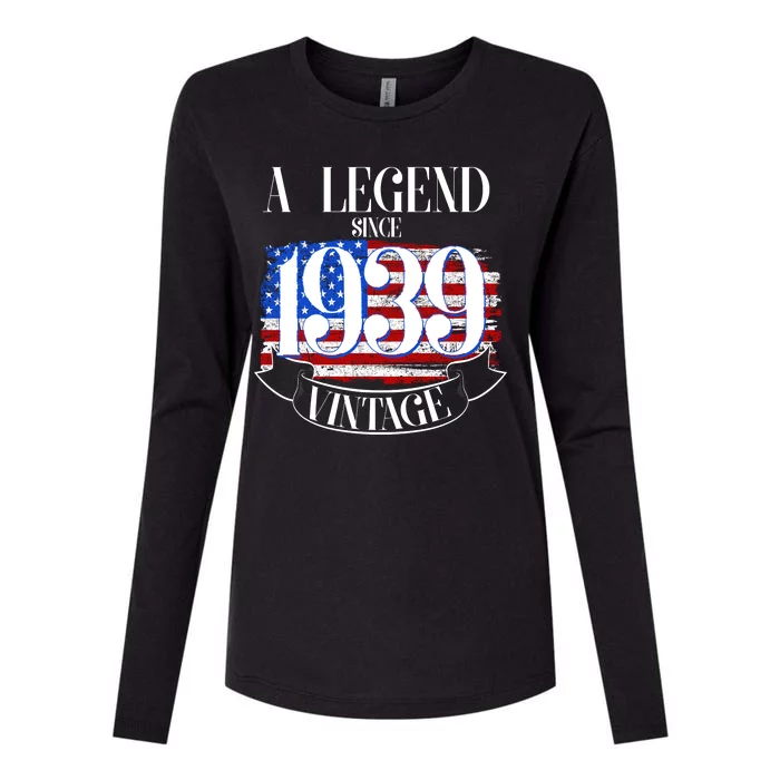 Vintage Usa Flag A Legend Since 1939 Birthday Womens Cotton Relaxed Long Sleeve T-Shirt