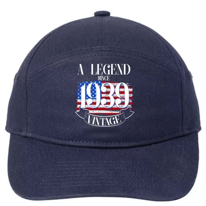 Vintage Usa Flag A Legend Since 1939 Birthday 7-Panel Snapback Hat