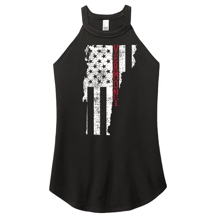 Vermont Usa Flag 4th Fourth Of July American Vintage Gift Women’s Perfect Tri Rocker Tank