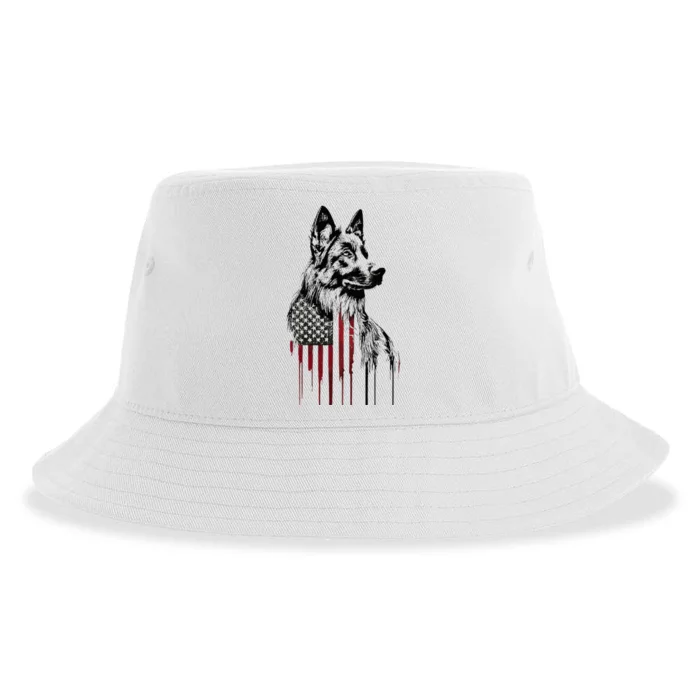 Vintage Usa Flag Dog German Shepherd Sustainable Bucket Hat