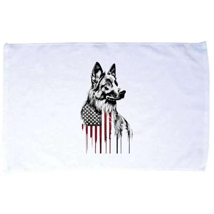 Vintage Usa Flag Dog German Shepherd Microfiber Hand Towel