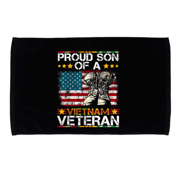 Vintage Us Flag Proud Son Of Vietnam Veteran Gift Microfiber Hand Towel