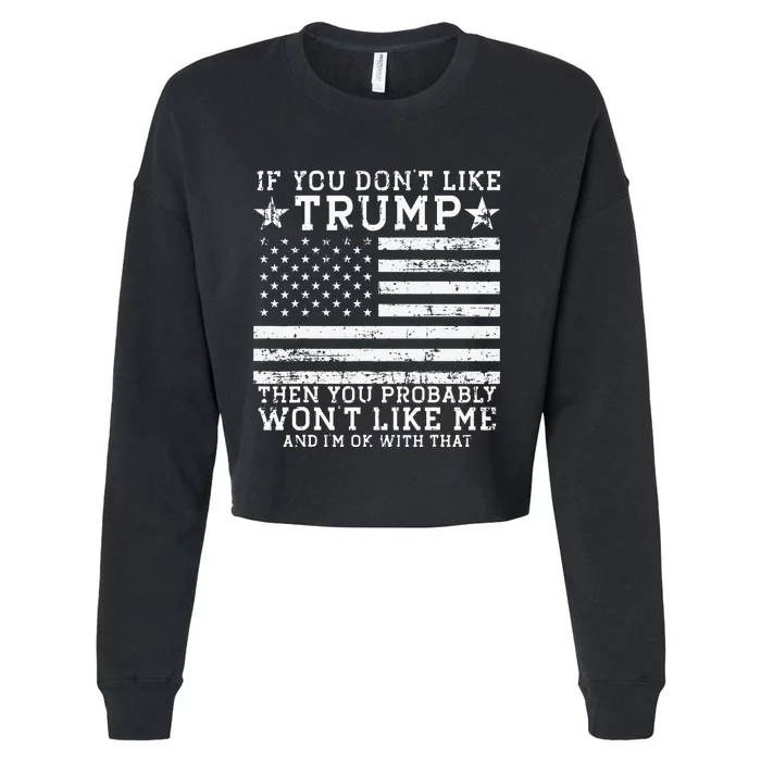 Vintage USA Flag if you don't like trump then you probably Cropped Pullover Crew