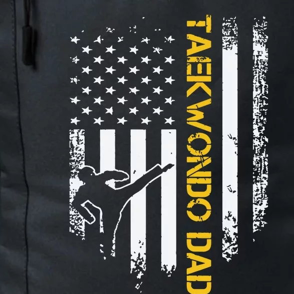 Vintage USA Flag Korea Taekwondo Training Dad Silhouette Daily Commute Backpack