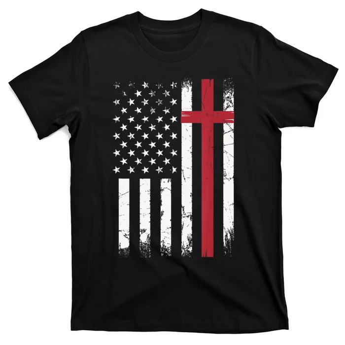 Vintage USA Flag Christian Faith Family Freedom T-Shirt