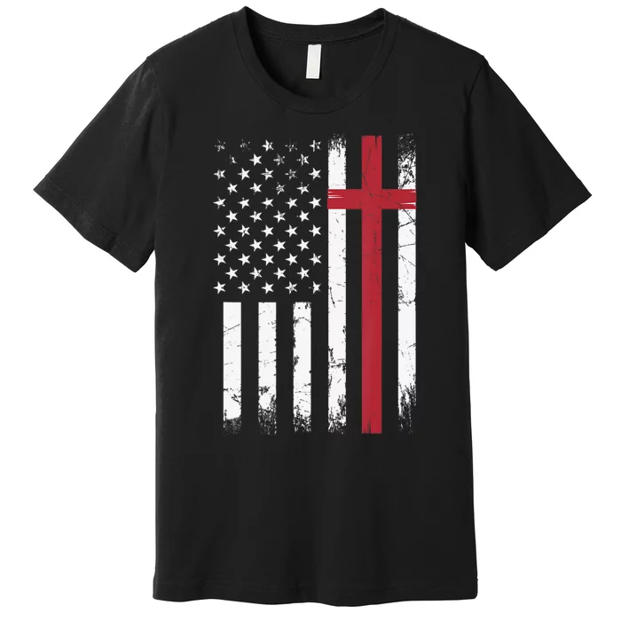 Vintage USA Flag Christian Faith Family Freedom Premium T-Shirt