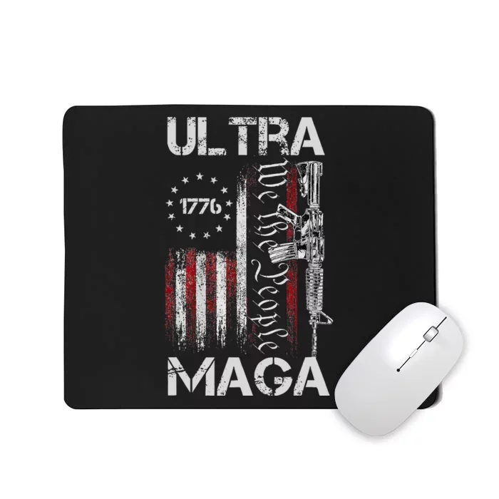 Vintage USA Flag Ultra Maga Gun USA 4th Of July Trump 2024 Mousepad