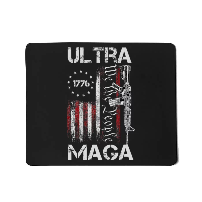 Vintage USA Flag Ultra Maga Gun USA 4th Of July Trump 2024 Mousepad