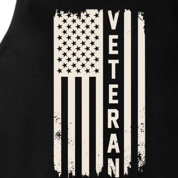 Veteran Us Flag Armed Forces Military Retired Retro Gift Ladies Tri-Blend Wicking Tank