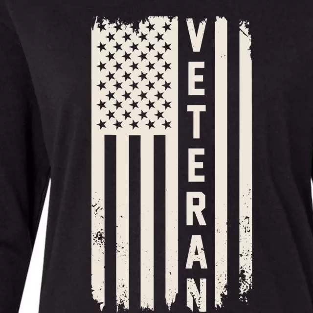 Veteran Us Flag Armed Forces Military Retired Retro Gift Womens Cotton Relaxed Long Sleeve T-Shirt