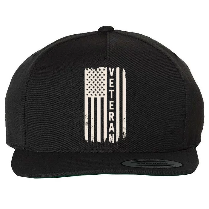 Veteran Us Flag Armed Forces Military Retired Retro Gift Wool Snapback Cap