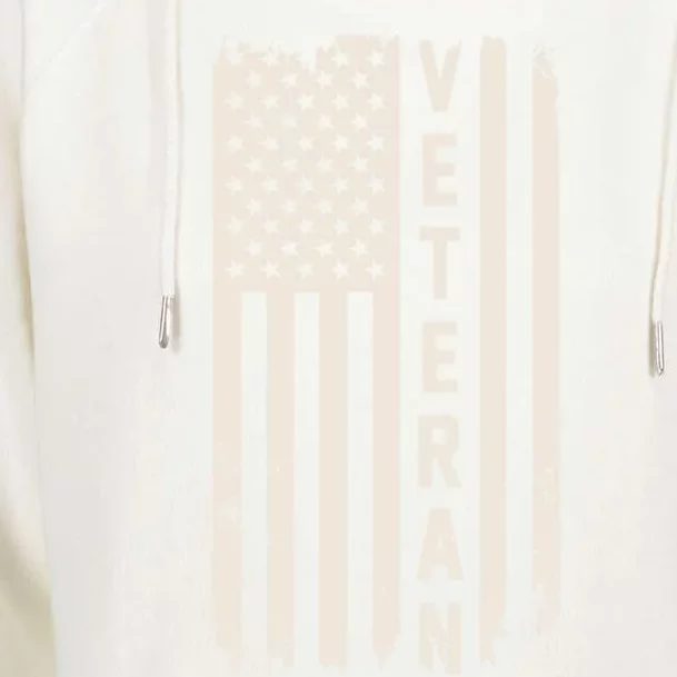 Veteran Us Flag Armed Forces Military Retired Retro Gift Womens Funnel Neck Pullover Hood