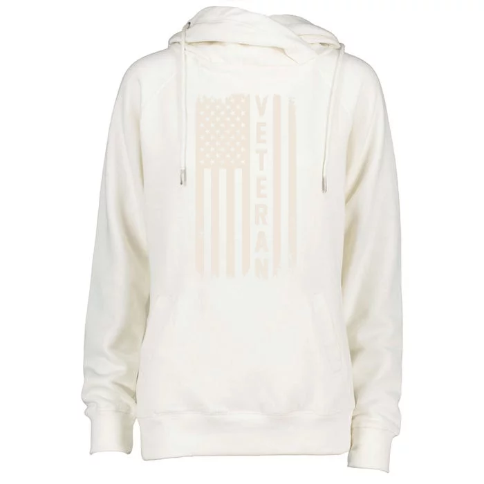 Veteran Us Flag Armed Forces Military Retired Retro Gift Womens Funnel Neck Pullover Hood