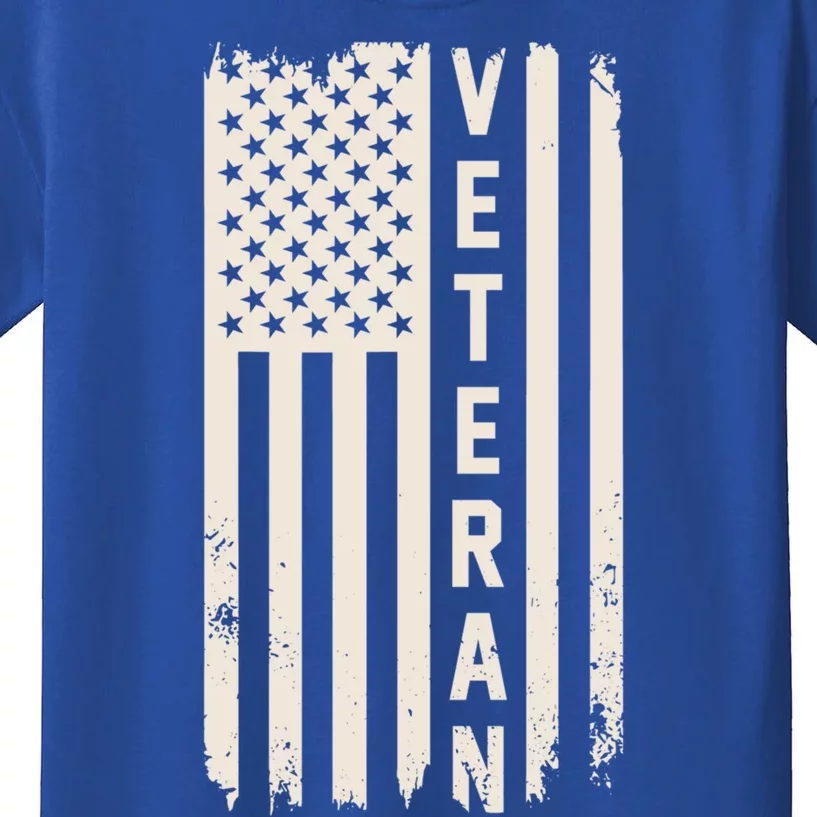 Veteran Us Flag Armed Forces Military Retired Retro Gift Kids T-Shirt