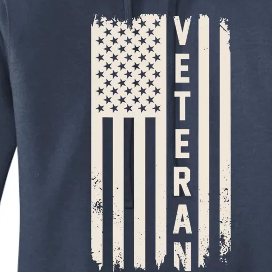 Veteran Us Flag Armed Forces Military Retired Retro Gift Women's Pullover Hoodie