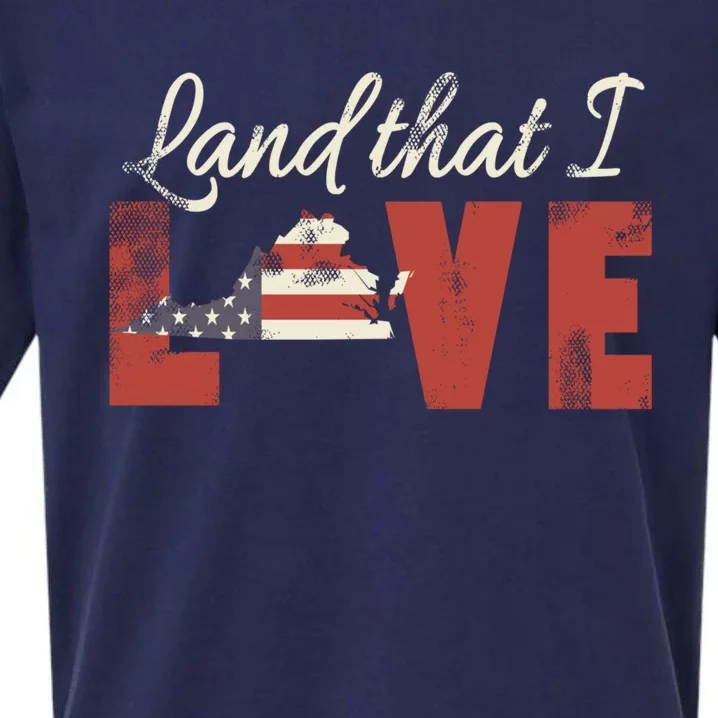 Virginia Usa Flag Land That I Love Patriotic Gift Sueded Cloud Jersey T-Shirt