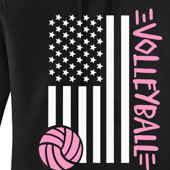 Volleyball Us Flag Usa Women's Pullover Hoodie